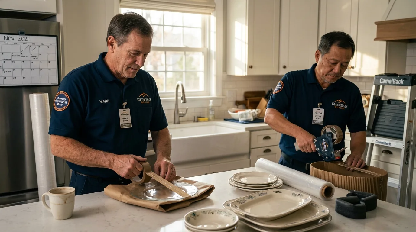 Professional crew packing kitchen dishware in Florence, KY